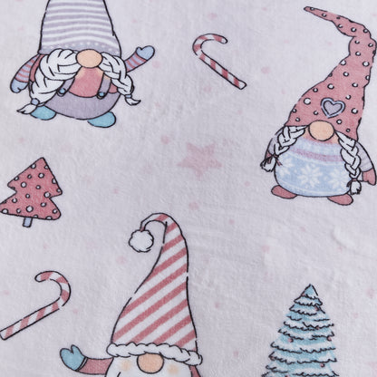 Catherine Lansfield Christmas Festive Gnomes Cosy Fleece Duvet Cover Set with Pillowcases