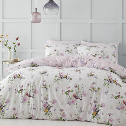 Catherine Lansfield Songbird Reversible Duvet Cover Set with Pillowcases