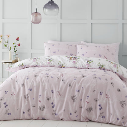 Catherine Lansfield Songbird Reversible Duvet Cover Set with Pillowcases