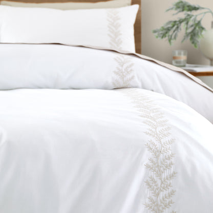 Bianca Embroidery Leaf 180 Thread Count Duvet Cover Set