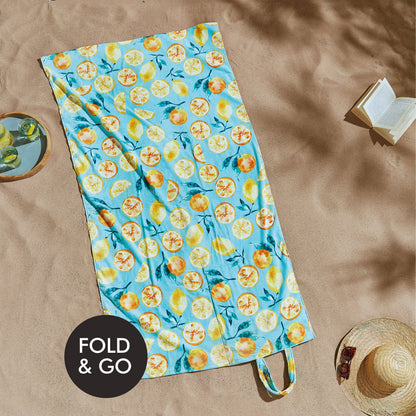 Catherine Lansfield Summer Fruits Cotton Beach Towel in a Bag