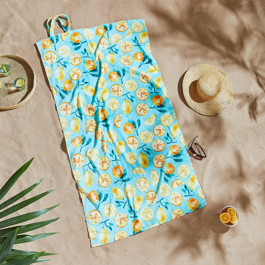 Catherine Lansfield Tropical Palm Cotton Beach Towel in a Bag