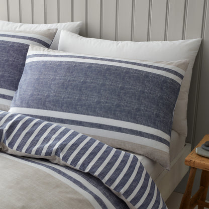 Catherine Lansfield Textured Banded Stripe Reversible Duvet Cover Set with Pillowcases