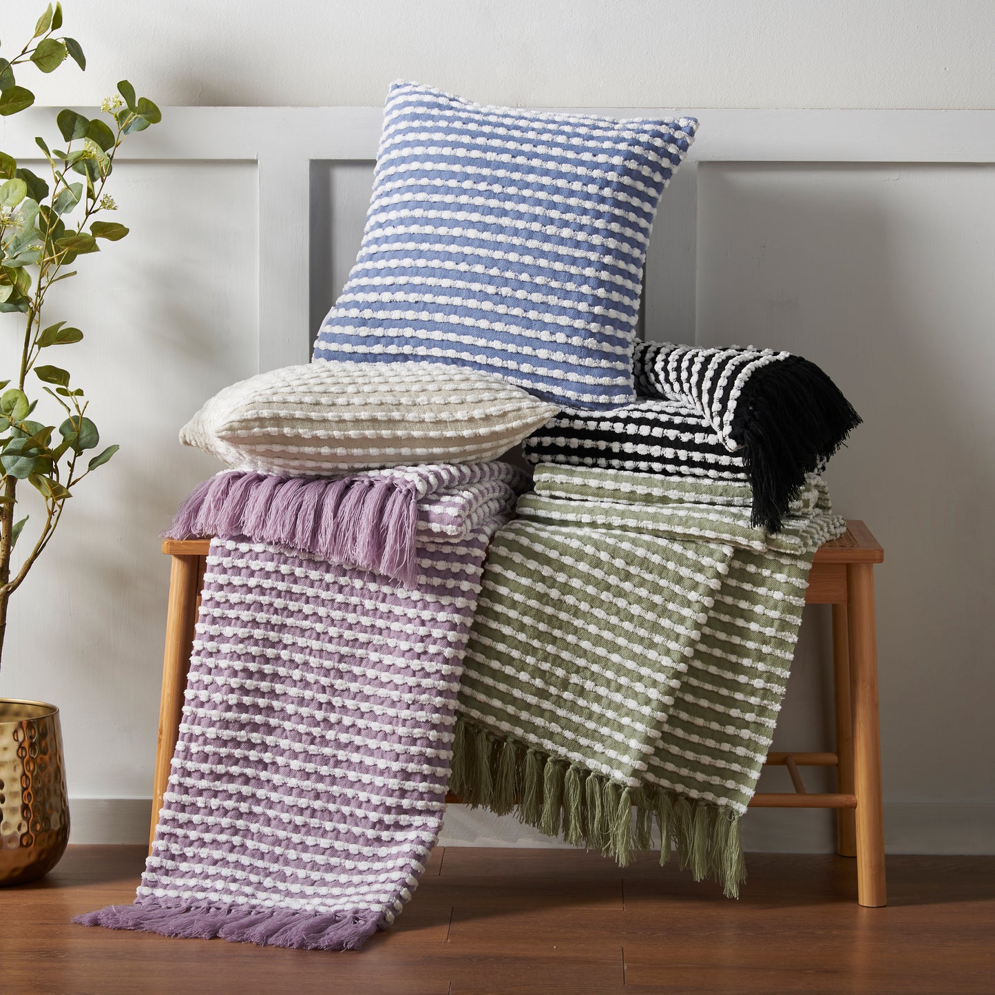 Catherine Lansfield Stab Stitch Blanket Throw