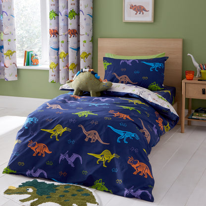 Catherine Lansfield Prehistoric Dinosaurs Reversible Duvet Cover Set with Pillowcases