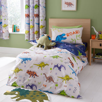 Catherine Lansfield Prehistoric Dinosaurs Reversible Duvet Cover Set with Pillowcases