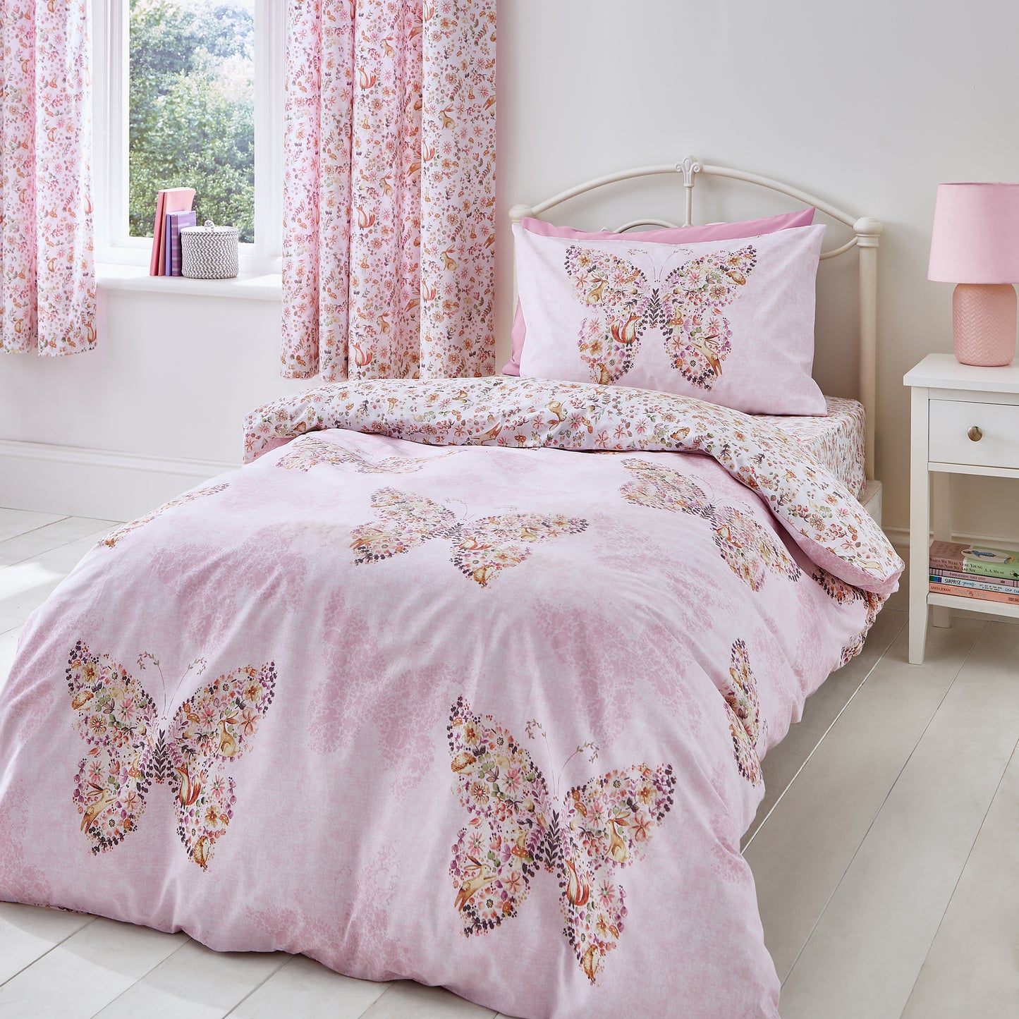 Catherine Lansfield Enchanted Butterfly Reversible Duvet Cover Set with Pillowcases