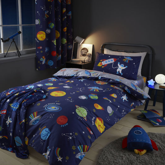 Catherine Lansfield Lost In Space Reversible Duvet Cover Set with Pillowcases