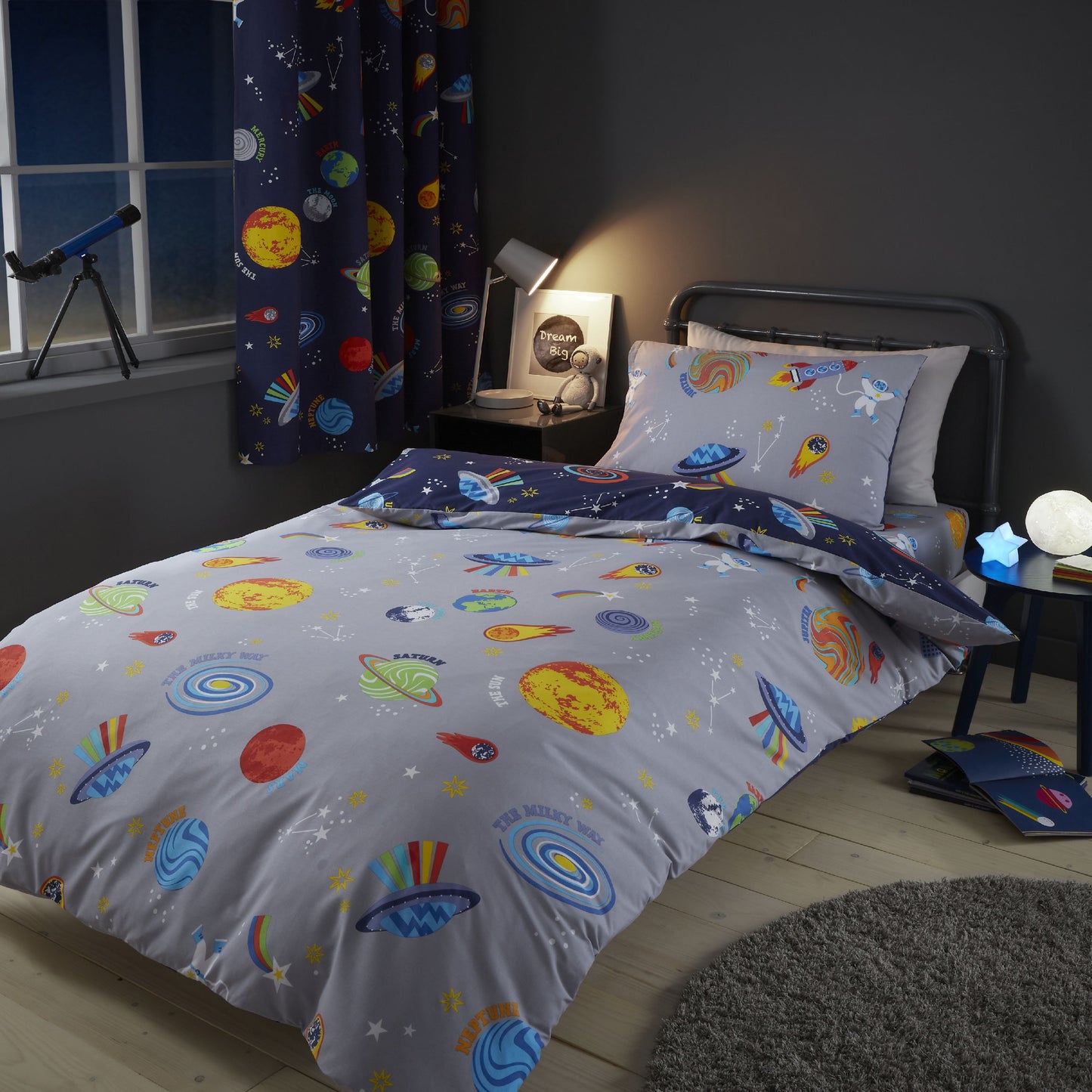 Catherine Lansfield Lost In Space Reversible Duvet Cover Set with Pillowcases