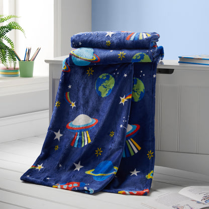 Catherine Lansfield Lost In Space Cosy Fleece Blanket Throw