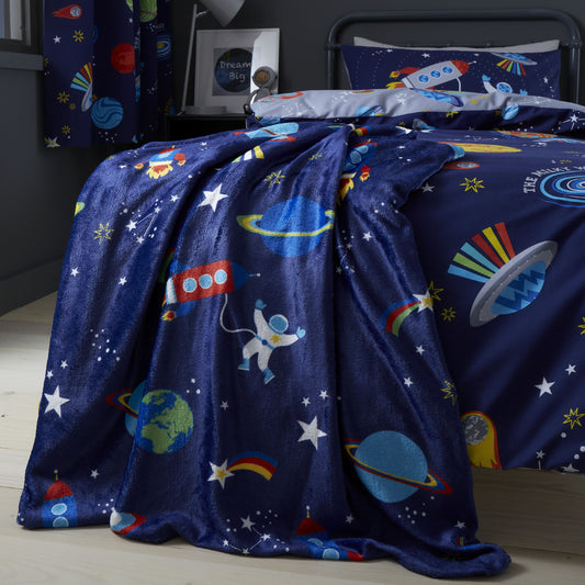 Catherine Lansfield Lost In Space Cosy Fleece Blanket Throw