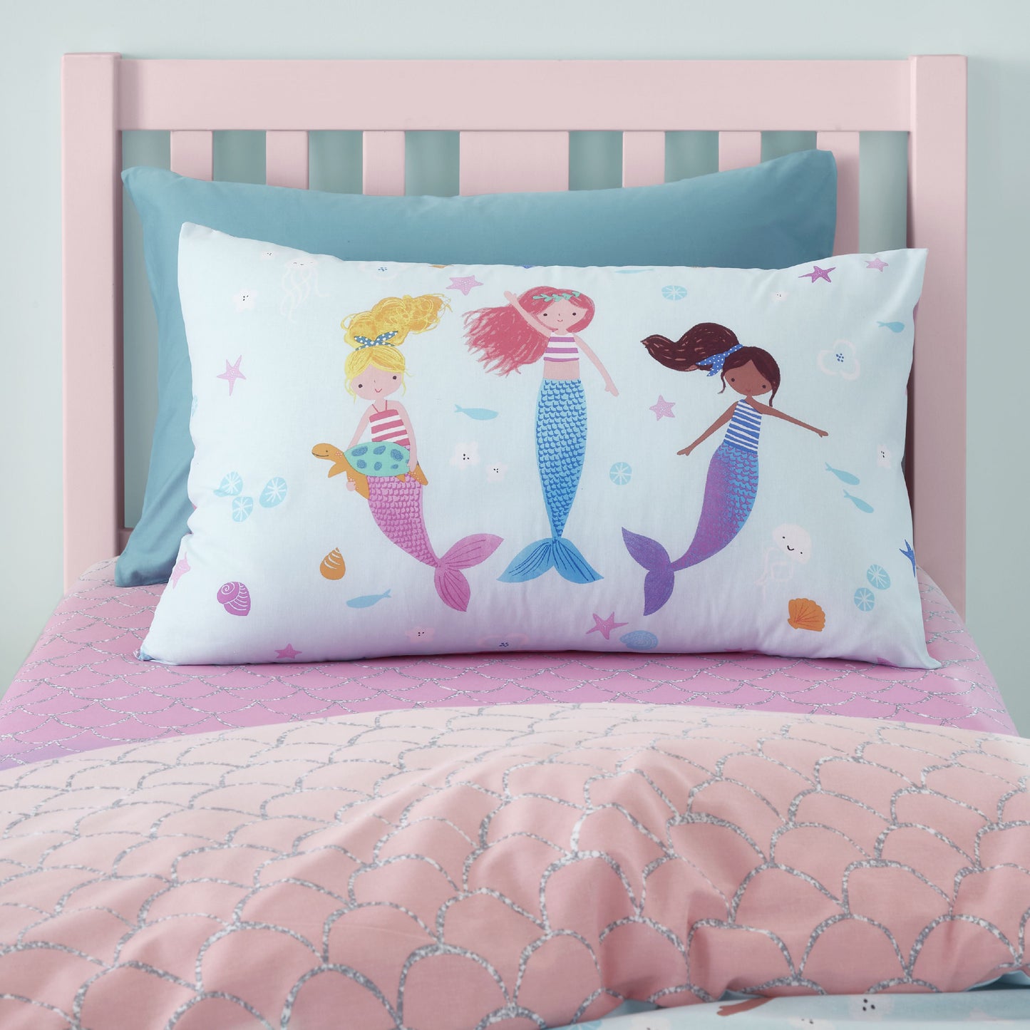 Catherine Lansfield Mermaid Reversible Duvet Cover Set with Pillowcases