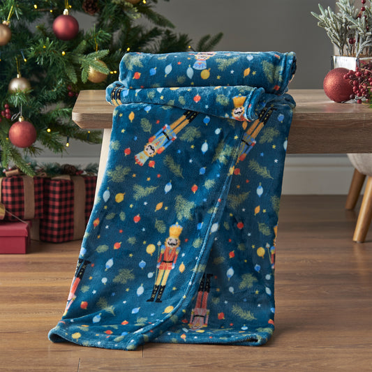 Catherine Lansfield Christmas Nutcracker Fleece Cosy Blanket Throw