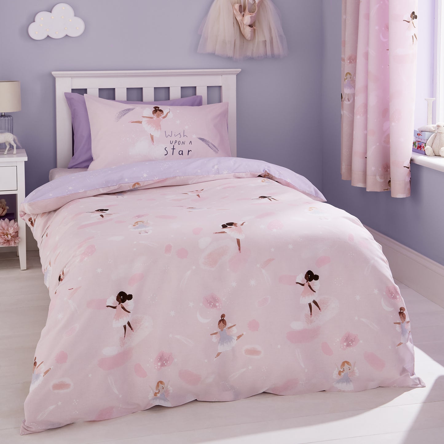 Catherine Lansfield Dancing Fairies Reversible Duvet Cover Set with Pillowcases