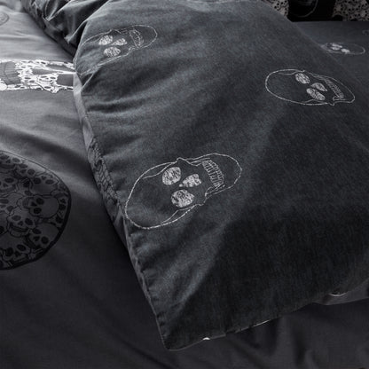 Catherine Lansfield Skulls Reversible Duvet Cover Set with Pillowcases