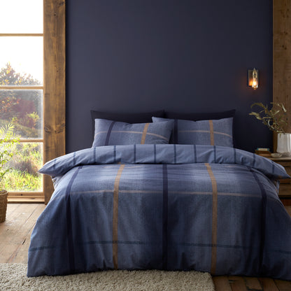 Catherine Lansfield Brushed Cotton Melrose Tweed Check Reversible Duvet Cover Set with Pillowcases