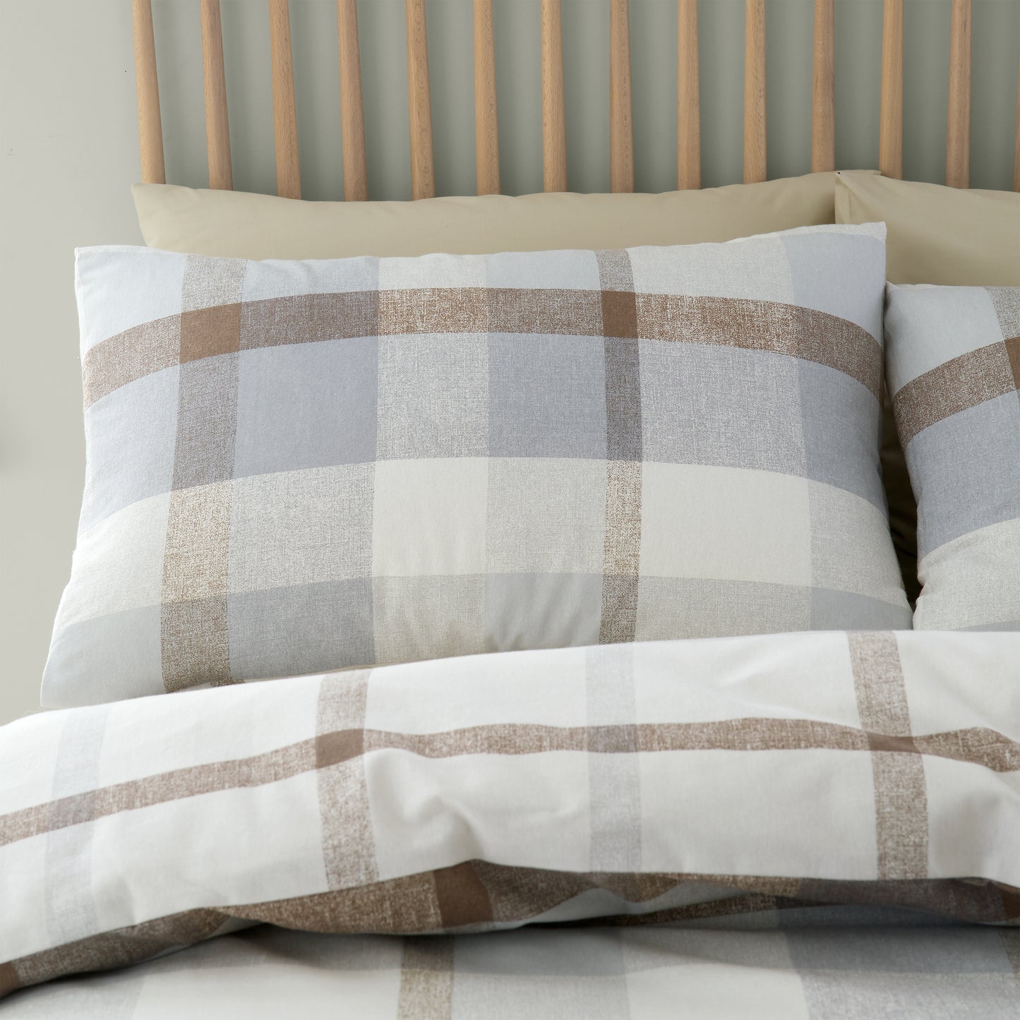 Catherine Lansfield Brushed Cotton Check Duvet Cover Set with Pillowcases