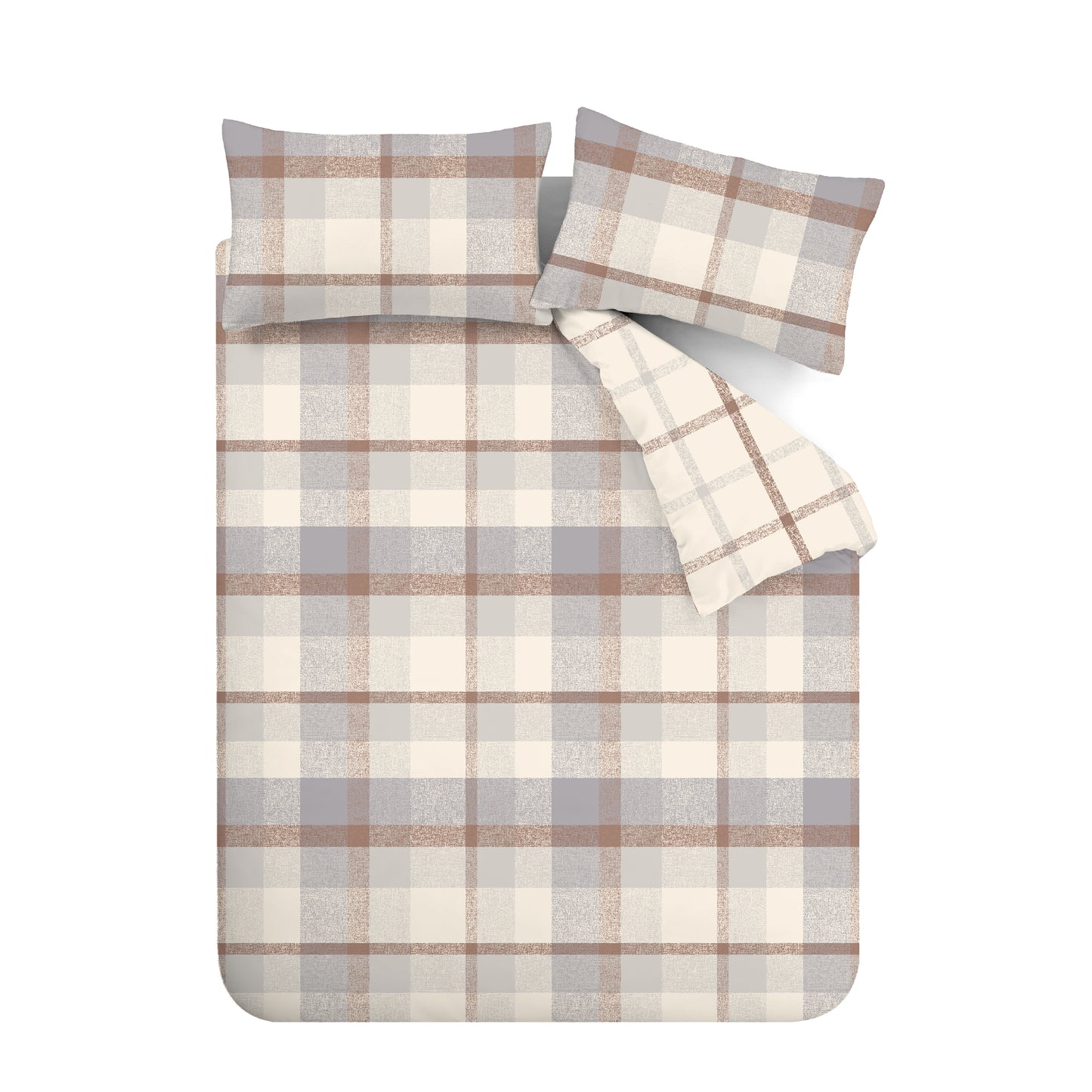 Catherine Lansfield Brushed Cotton Check Duvet Cover Set with Pillowcases