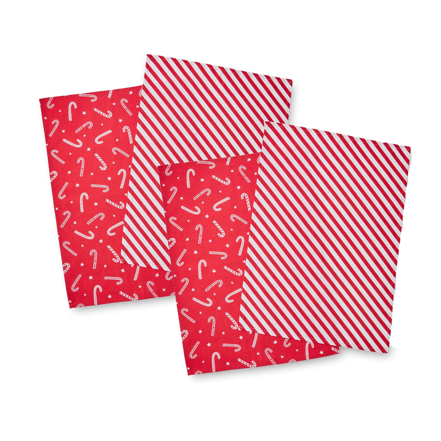 Catherine Lansfield Christmas Candy Cane Cotton Kitchen Tea Towel Pack of 4