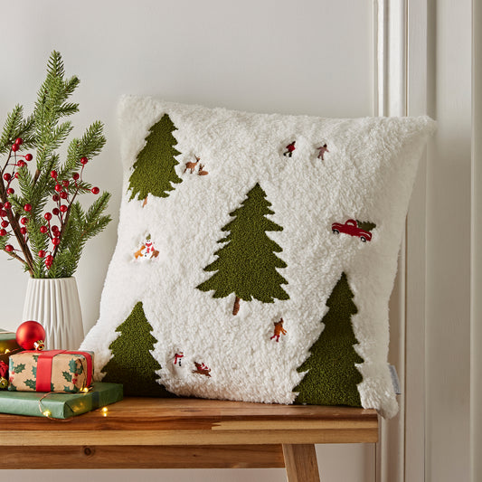 Catherine Lansfield Soft Boucle Christmas Tree Cushion