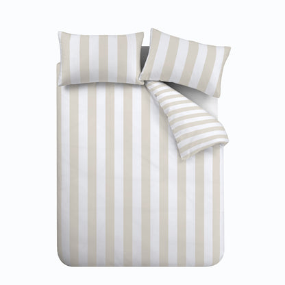 Catherine Lansfield Cove Stripe Reversible Duvet Cover Set with Pillowcases