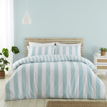 Catherine Lansfield Cove Stripe Reversible Duvet Cover Set with Pillowcases