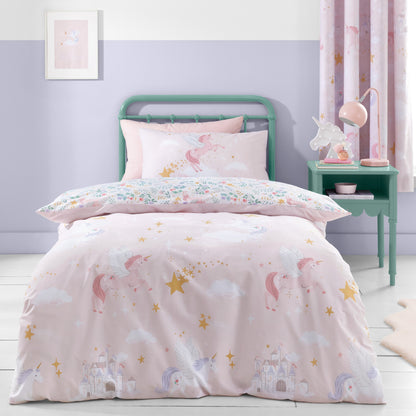 Catherine Lansfield Fairytale Unicorn Reversible Duvet Cover Set with Pillowcases