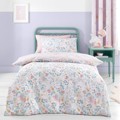 Catherine Lansfield Fairytale Unicorn Reversible Duvet Cover Set with Pillowcases