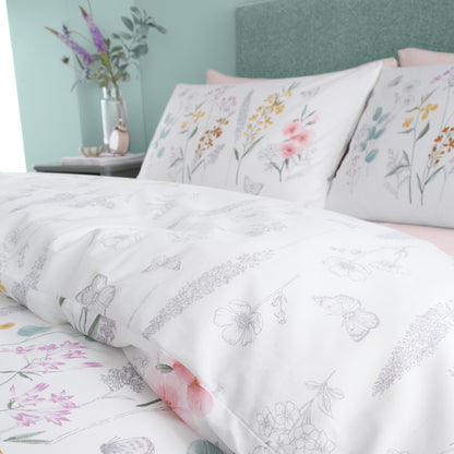 Catherine Lansfield Emilia Floral Reversible Duvet Cover Set with Pillowcases