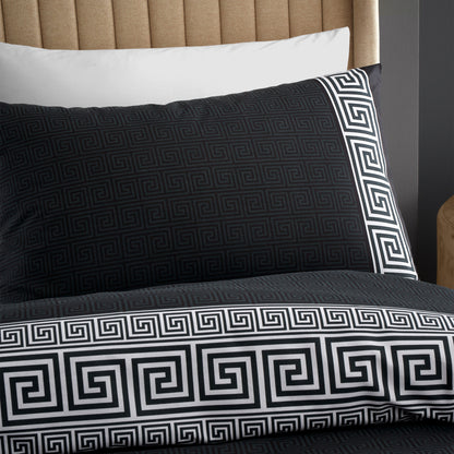 Catherine Lansfield Artemis Greek Key Reversible Duvet Cover Set with Pillowcases