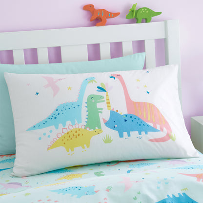 Catherine Lansfield Dinosaur Friends Reversible Duvet Cover Set with Pillowcases