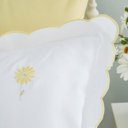 Catherine Lansfield Lorna Embroidered Daisy Duvet Cover Set with Pillowcases