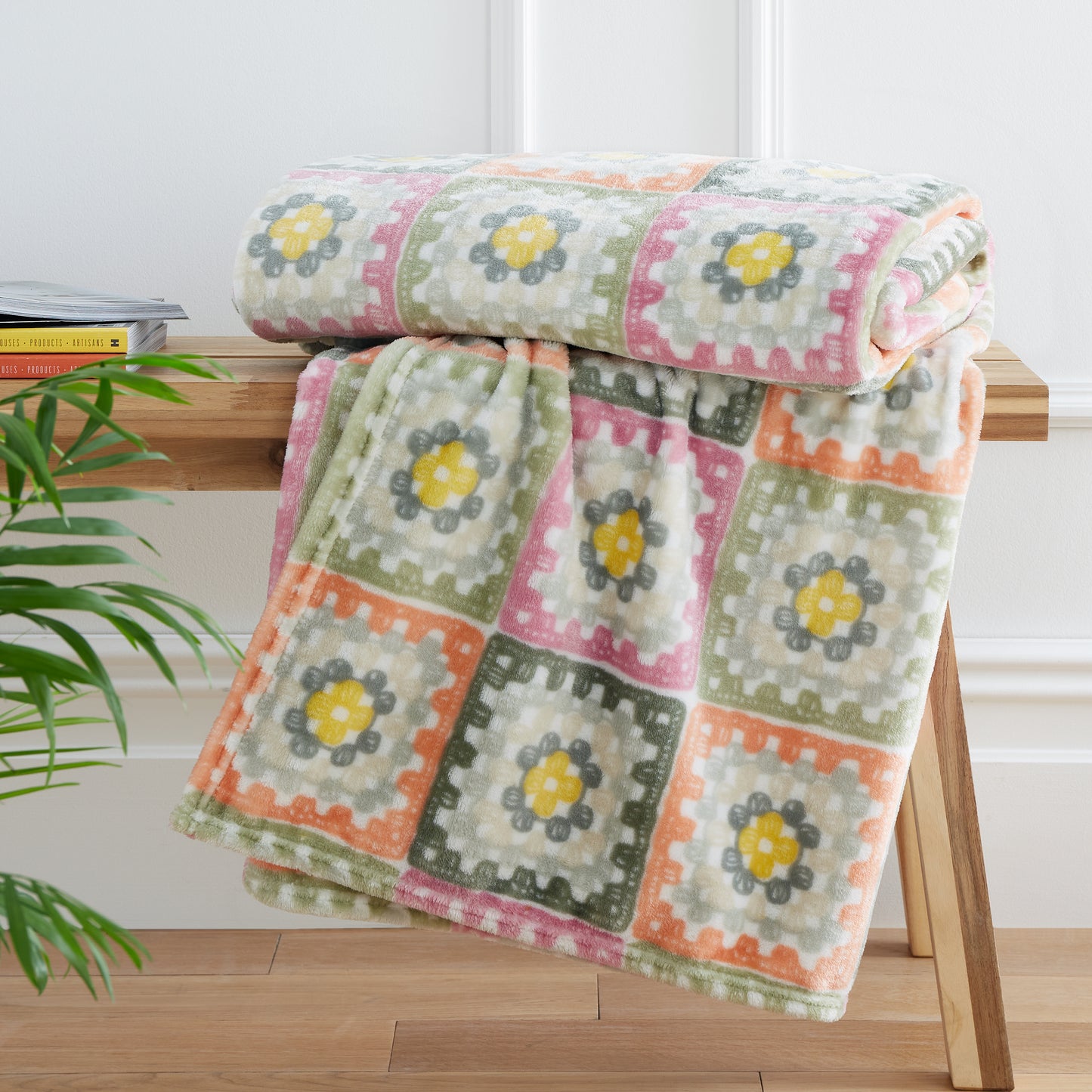 Catherine Lansfield Crochet Print Blanket Throw