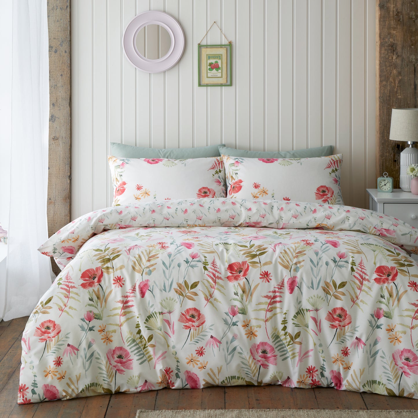 Catherine Lansfield Ella Poppy Reversible Duvet Cover Set with Pillowcases