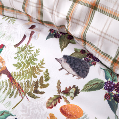 Catherine Lansfield Soft Velvet Woodland Walk Reversible Duvet Cover Set with Pillowcases