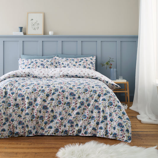 Bianca Brushed Cotton Ophelia Floral Reversible Duvet Cover Set