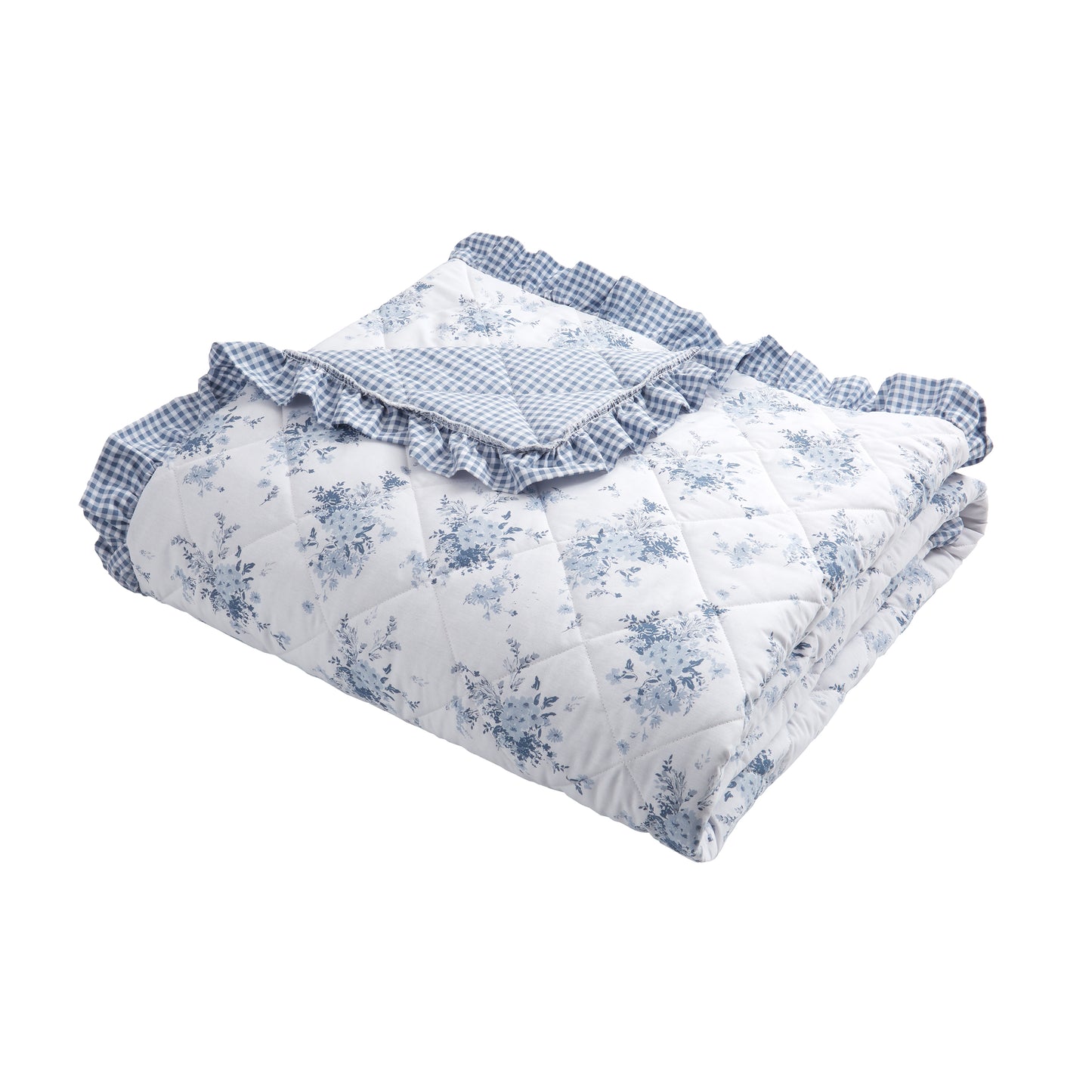 Catherine Lansfield Lucie Floral Frill Fully Reversible Bedspread White