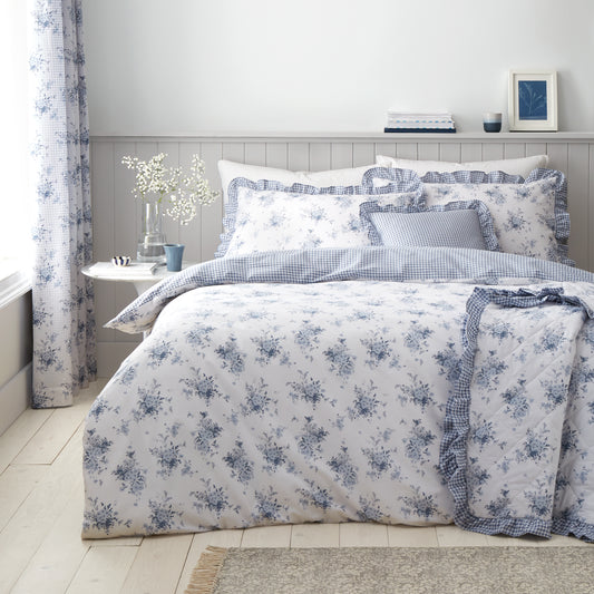 Catherine Lansfield Lucie Floral Frill Reversible Duvet Cover Set with Pillowcases