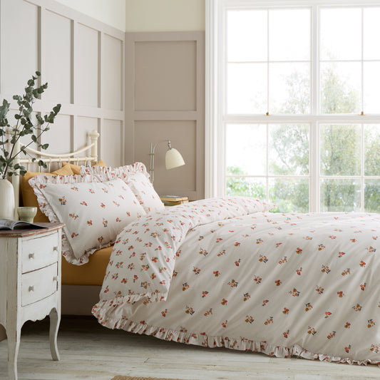 Catherine Lansfield Frill Ditsy Floral Reversible Duvet Cover Set with Pillowcases