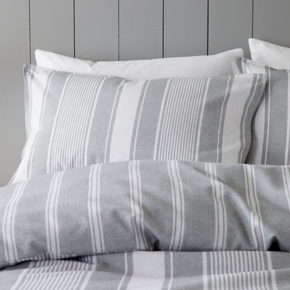 Bianca Brushed Cotton Ticking Stripe Reversible Duvet Cover Set