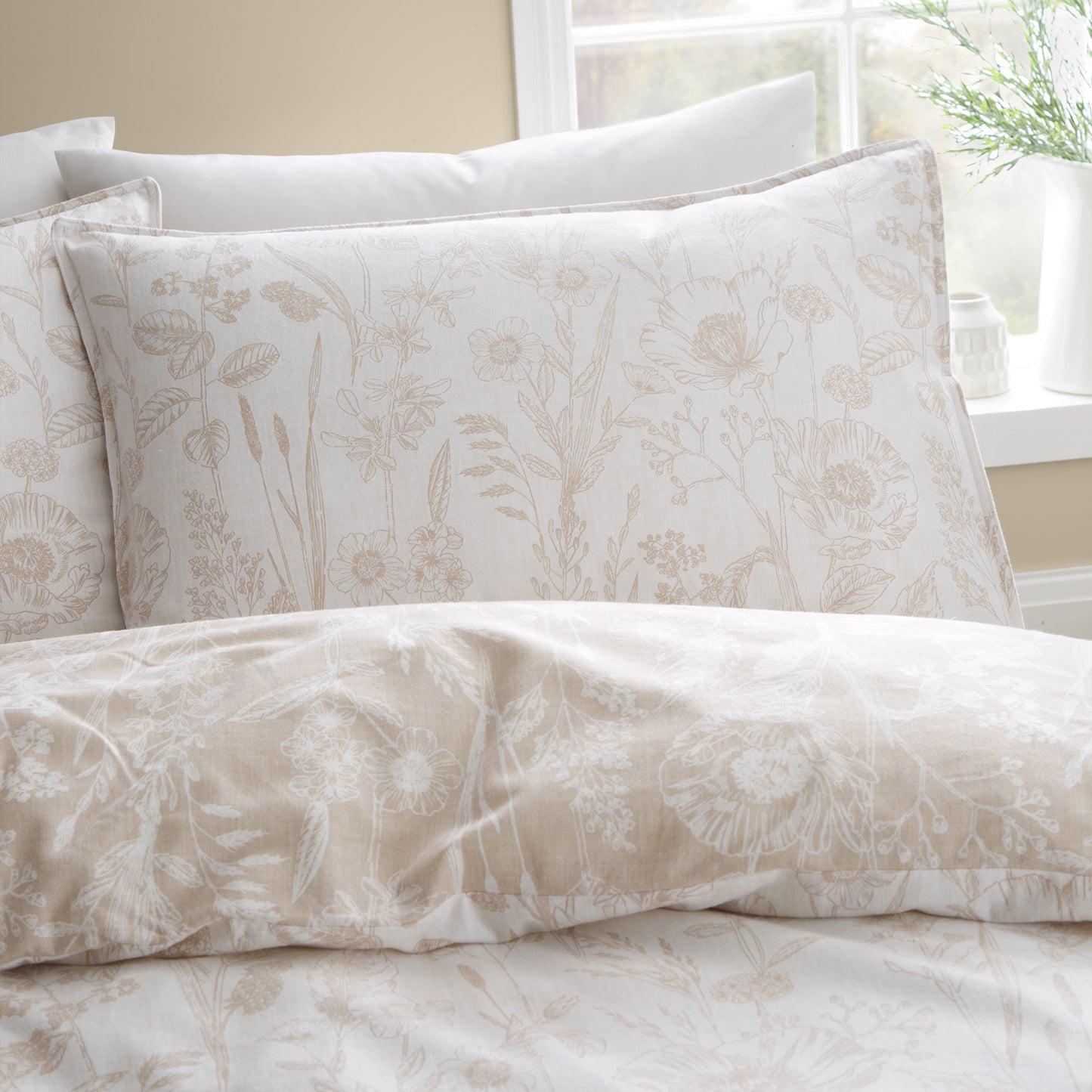 Bianca Brushed Cotton Floral Toile Duvet Cover Set