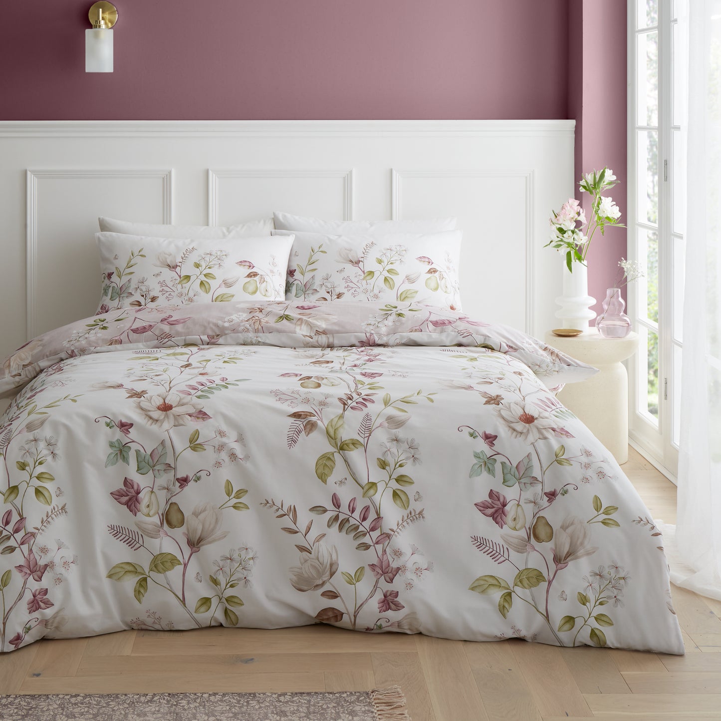 Bianca Francesca Floral 200 Thread Count Reversible Duvet Cover Set