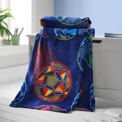 Catherine Lansfield Bright Football Cosy Fleece Blanket Throw