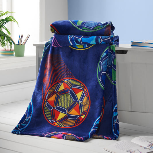 Catherine Lansfield Bright Football Cosy Fleece Blanket Throw