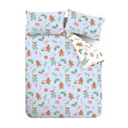 Catherine Lansfield Christmas Gingerbread Soft Microfibre Reversible Duvet Cover Set with Pillowcases