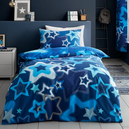 Catherine Lansfield Ombre Stars Reversible Duvet Cover Set with Pillowcase