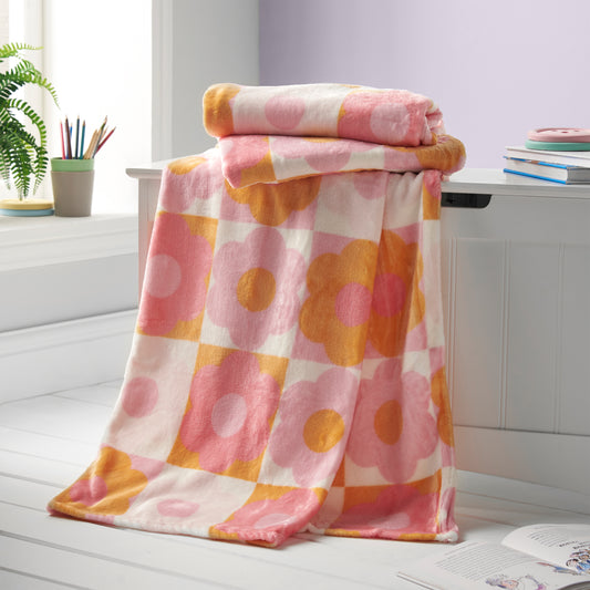 Catherine Lansfield Retro Daisy Cosy Fleece Blanket Throw