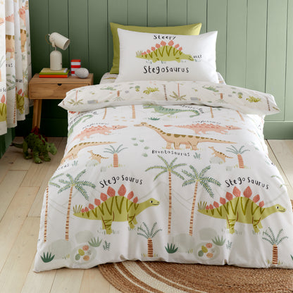 Catherine Lansfield Sleepy Dino Reversible Duvet Cover Set with Pillowcase