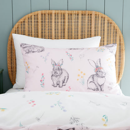 Catherine Lansfield Bunny Tails Ditsy Flowers Reversible Duvet Cover Set with Pillowcase