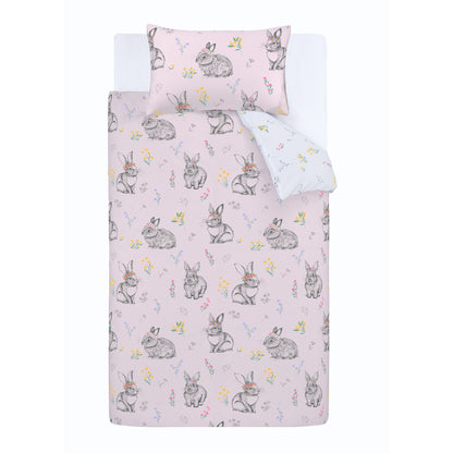 Catherine Lansfield Bunny Tails Ditsy Flowers Reversible Duvet Cover Set with Pillowcase